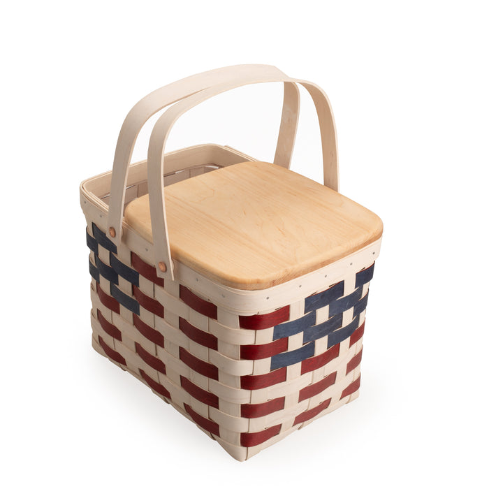 Americana Homestead Picnic Basket with Lid and Protectors - White