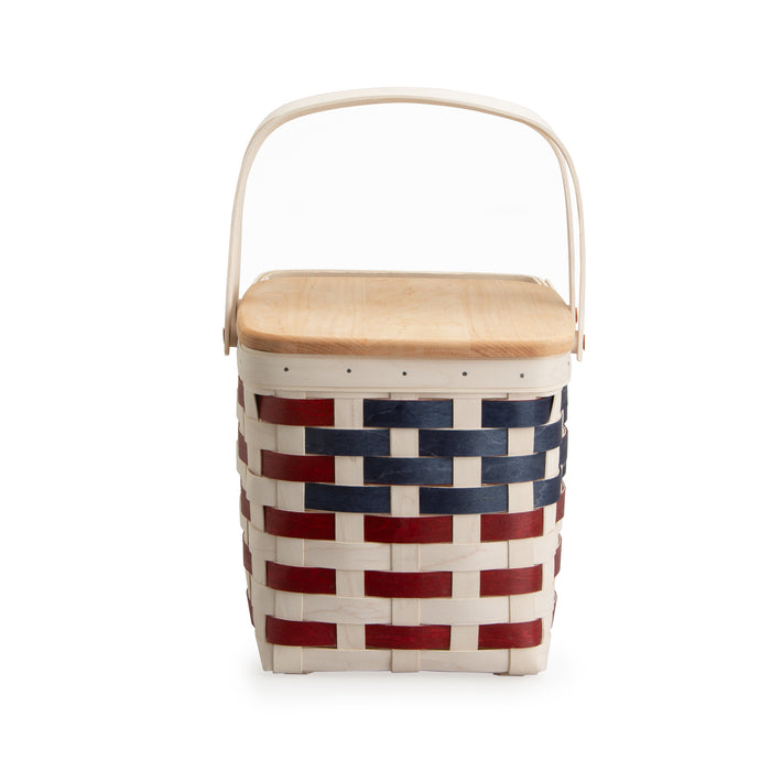 Americana Homestead Picnic Basket with Lid and Protectors - White