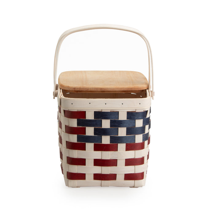 Americana Homestead Picnic Basket with Lid and Protectors - White