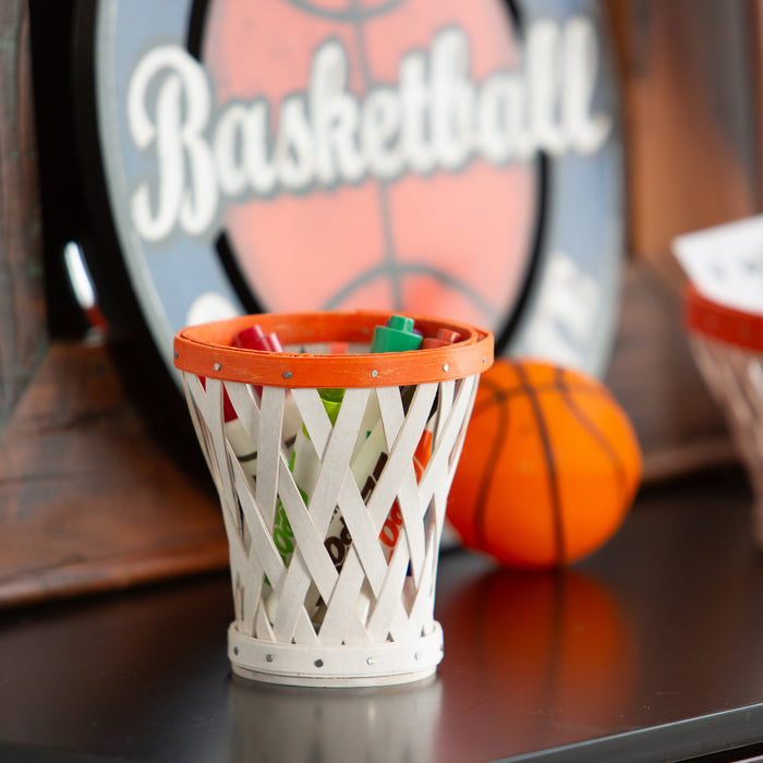 Basketball Miniature Tapered Round Basket with Protector - Orange and White