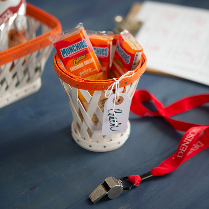 Basketball Miniature Tapered Round Basket with Protector - Orange and White