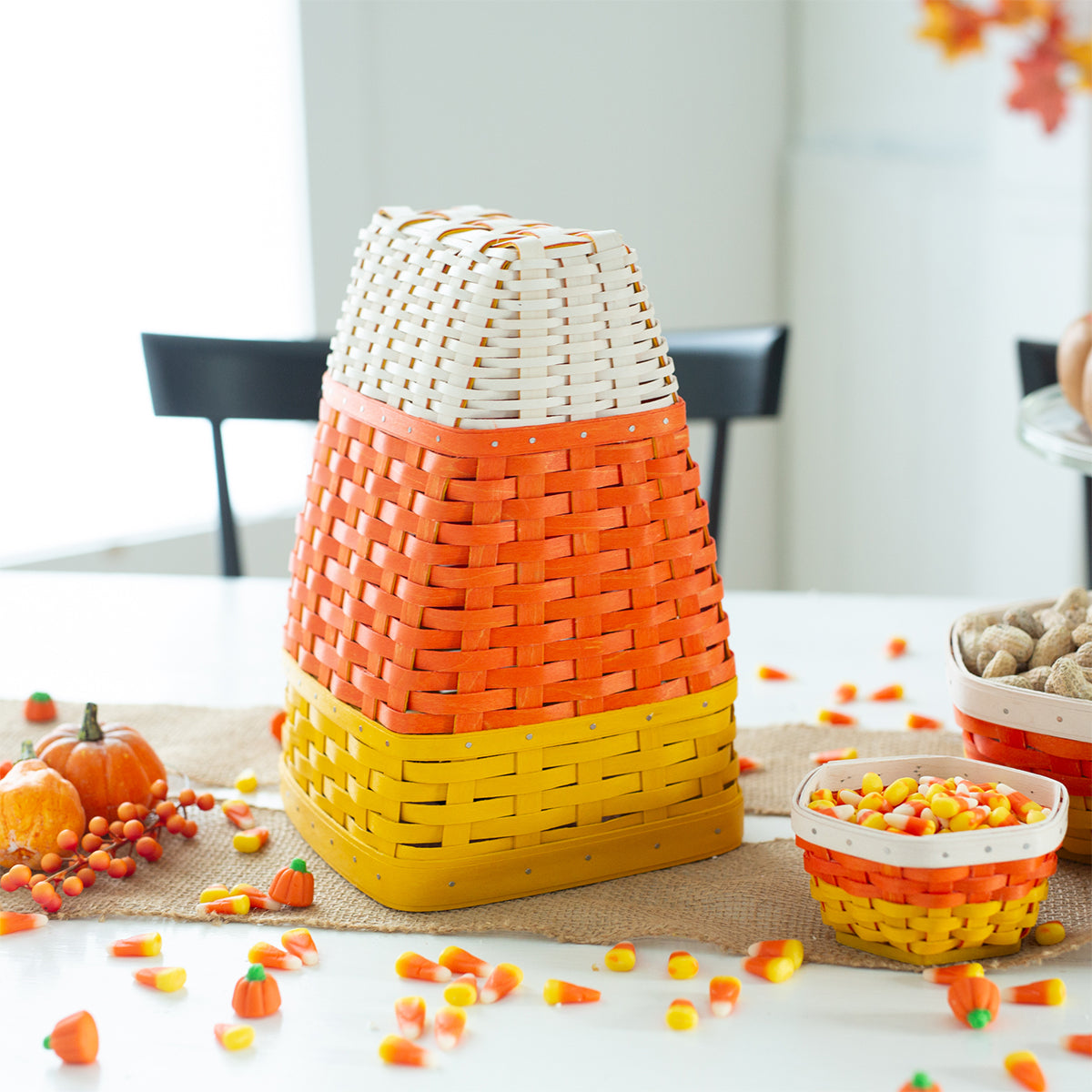 Lifestyle Image showing bowls nested in a long basket.