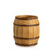 A miniature wooden barrel planter with a woven basket design, dark brown metal bands, and small silver rivets, shown on a plain white background.