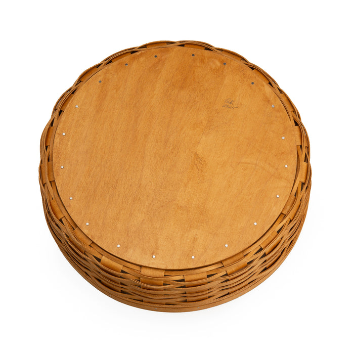 Pie Basket with Lid and Protector - Warm Brown-Basket Set-Woven Maple Basket-Longaberger