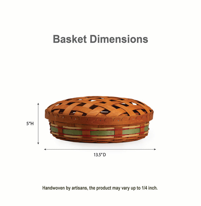 Apple Picking Medium Pie Basket with Lid and Protector - Green