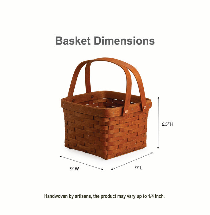 Mackinac Provision Picnic Basket with Lid and Protectors - Warm Cinnamon