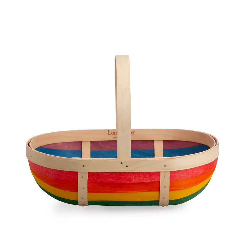 Rainbow Large Trug Basket with Protector - Multi-Basket Set-Woven Maple Basket-Longaberger