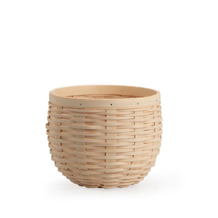 Round Nesting Storage Basket 6-Piece Set with Protectors - Whitewashed-Basket Set-Woven Maple Basket-Longaberger