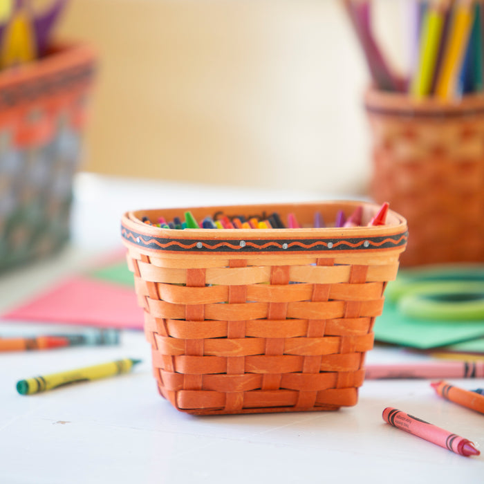 Longaberger x Crayola Small Crayon Basket Set - Apricot holding crayons