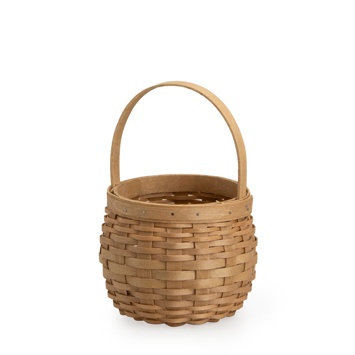 Front of Small Flower Girl Basket Set with Protector - Light Brown