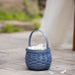 Small Flower Girl Basket - Regal Blue holding petals