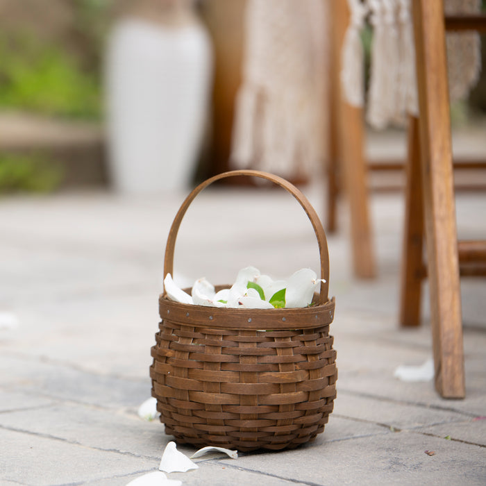 Small Flower Girl Basket Set with Protector - Vintage holding petals.