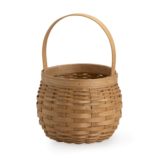 Front of Medium Flower Girl Basket Set with Protector - Light Brown