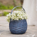 Medium Flower Girl Basket - Regal Blue holding flowers.