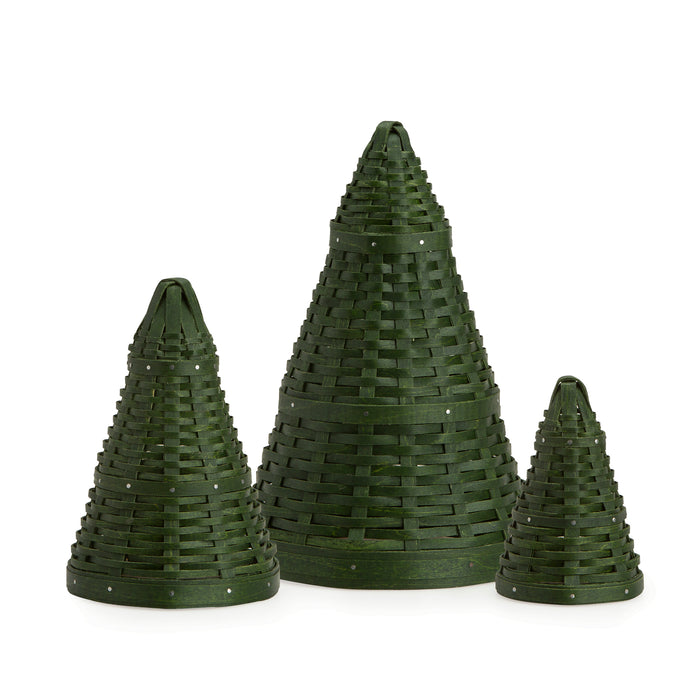 Woven Evergreen Tree Trio - Bold Green