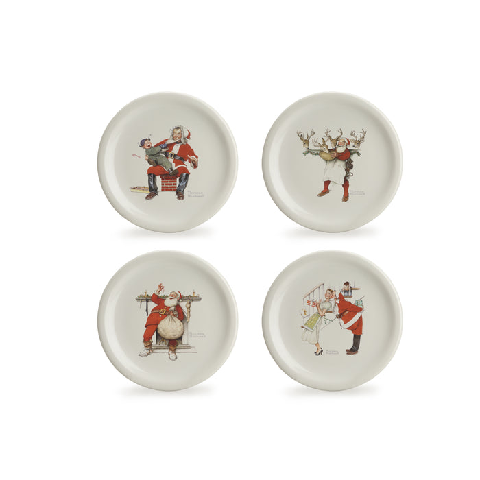 Snowman Belly Small Plate Basket Set & Norman Rockwell Holiday Plate Set
