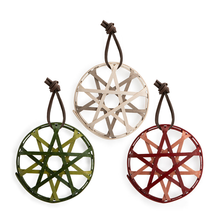 Double Star Round Woven Ornament Trio