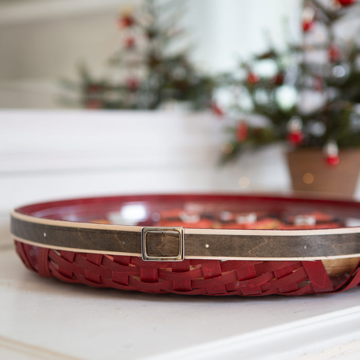 Santa Belly Large Round Tray Basket with Protector