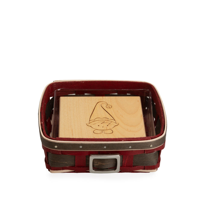 Santa Belly 6-Piece Coaster Basket Set - Elf Coasters