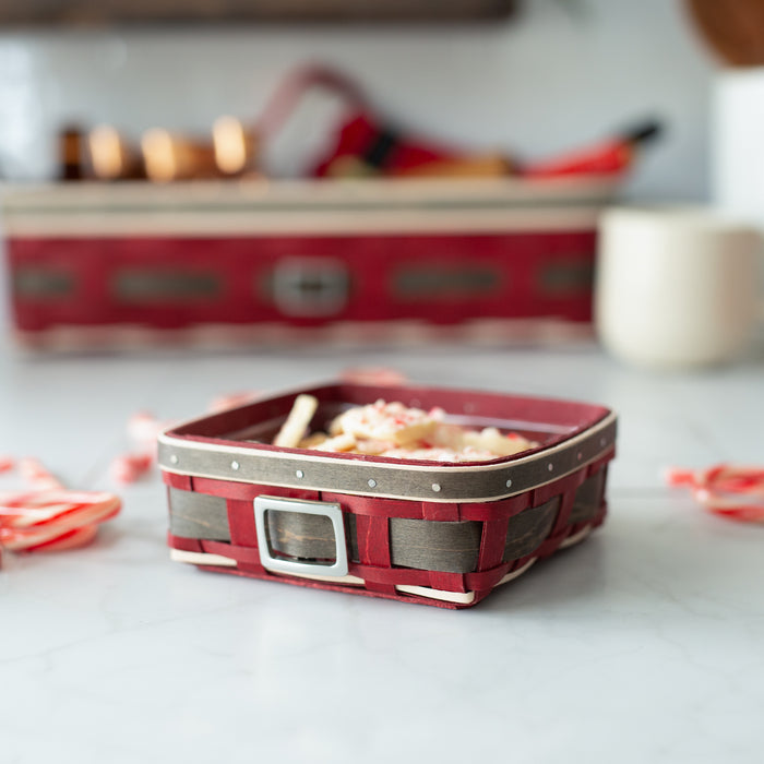 Santa Belly 6-Piece Coaster Basket Set - Reindeer Coasters