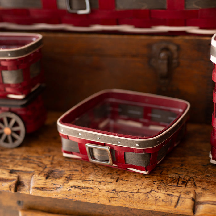 Santa Belly 6-Piece Coaster Basket Set - Elf Coasters