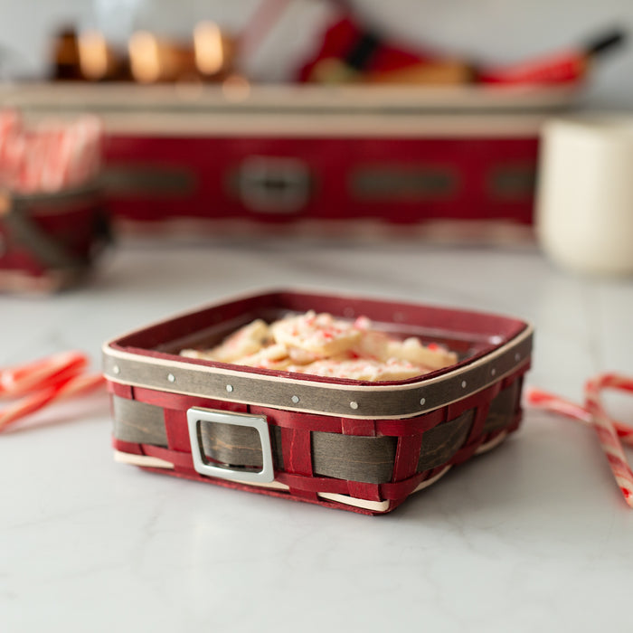 Santa Belly 6-Piece Coaster Basket Set - Elf Coasters