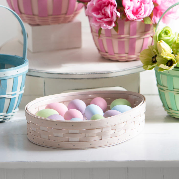 Side of Egg Tray Basket with Protector with multi-colored eggs