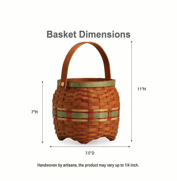 Apple Picking Small Round Basket with Protector - Green