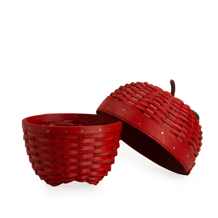 Apple Picking Small Apple with Woven Lid and Protector - Red