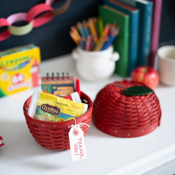 Apple Picking Small Apple with Woven Lid and Protector - Red