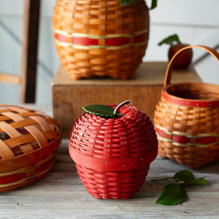 Apple Picking Small Apple with Woven Lid and Protector - Red
