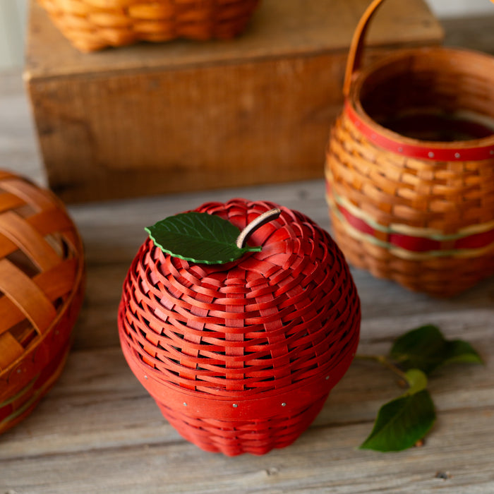 Apple Picking Small Apple with Woven Lid and Protector - Red