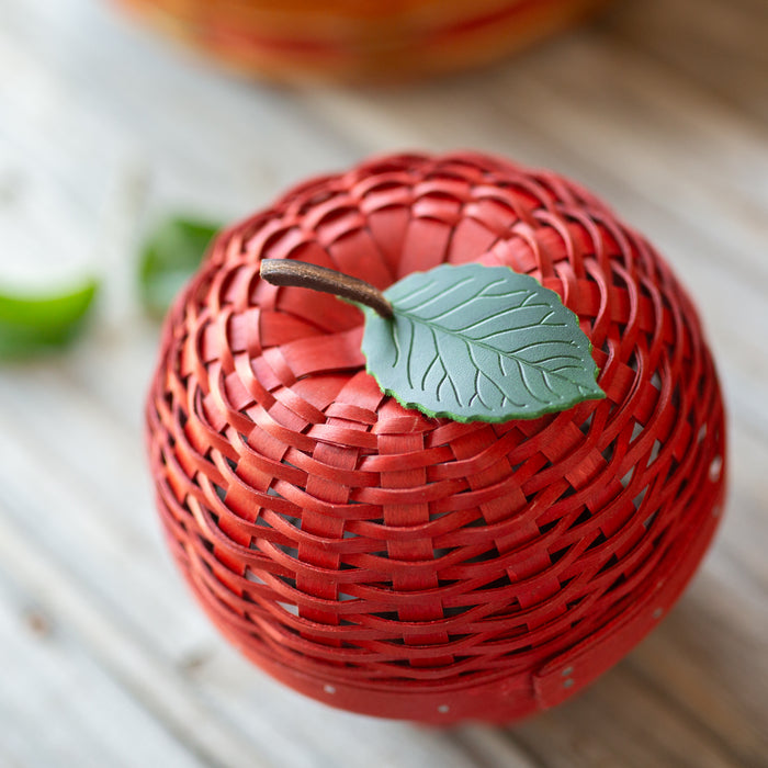 Apple Picking Small Apple with Woven Lid and Protector - Red
