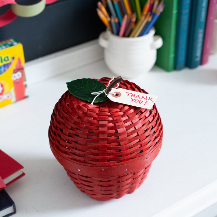 Apple Picking Small Apple with Woven Lid and Protector - Red