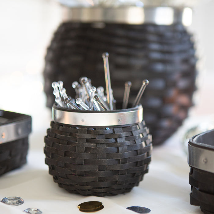 New Year's Eve Small Ball Drop Bowl Basket with Protector - Aluminum