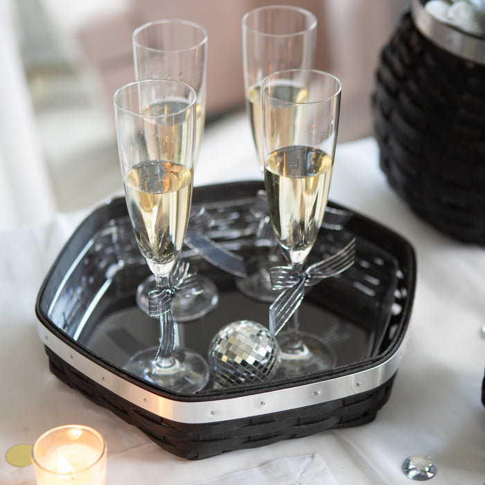 New Year's Eve Small Hexagon Tray with Protector - Aluminum