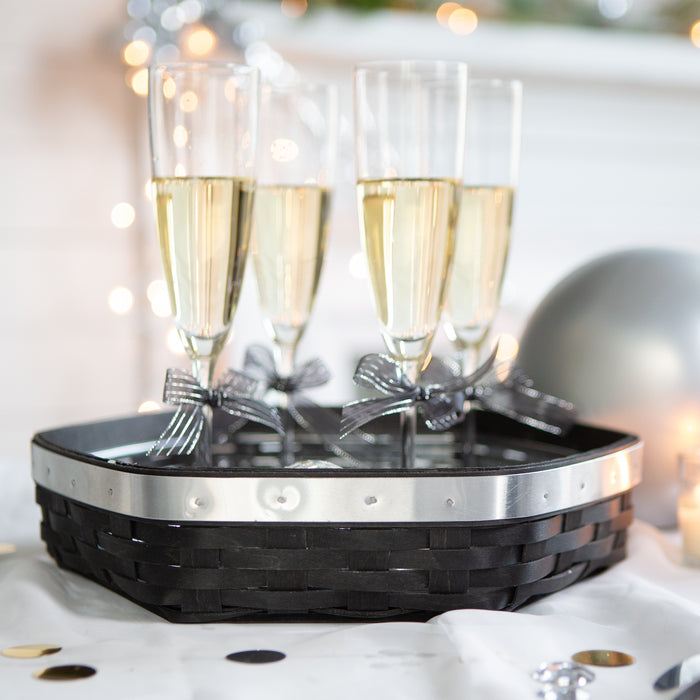 New Year's Eve Small Hexagon Tray with Protector - Aluminum