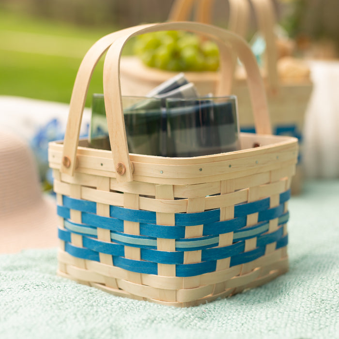 Spring Provision Picnic Basket with Lid and Protectors - Blueberry