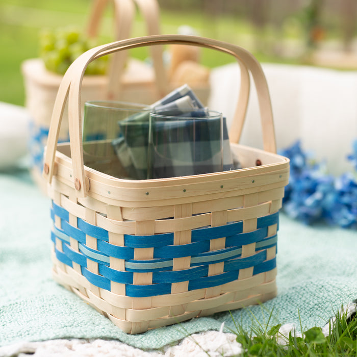 Spring Provision Picnic Basket with Lid and Protectors - Blueberry