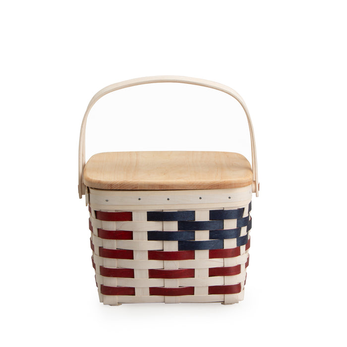 Americana Provision Picnic Basket with Lid and Protectors - White
