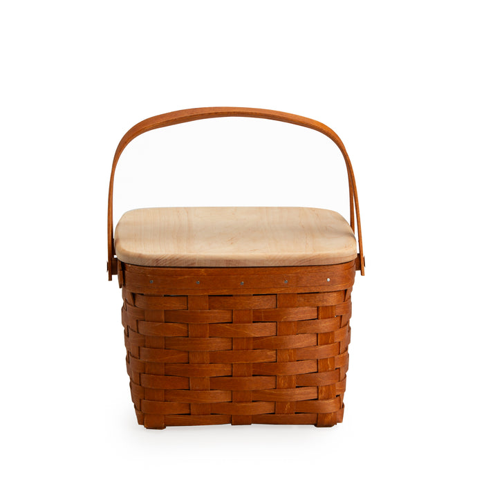 Mackinac Provision Picnic Basket with Lid and Protectors - Warm Cinnamon