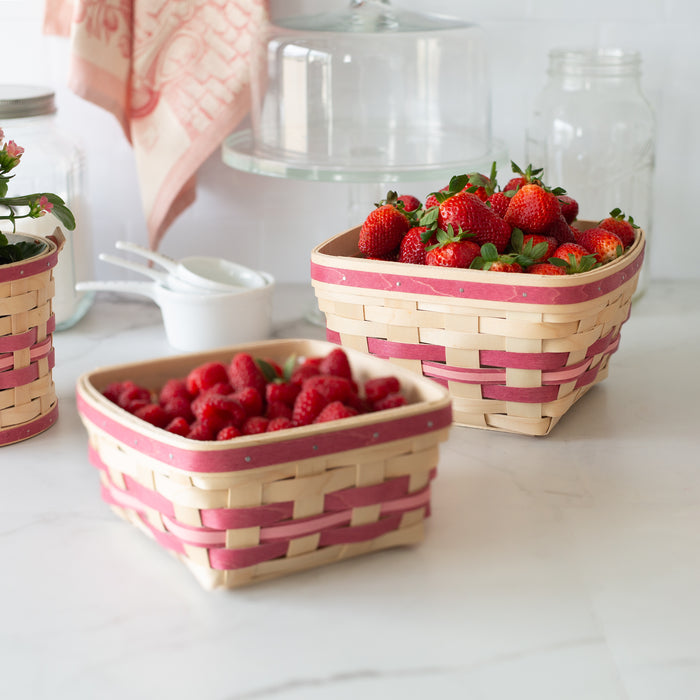 Spring Large Berry Basket with Protector - Raspberry-Basket Set-Woven Maple Basket-Longaberger