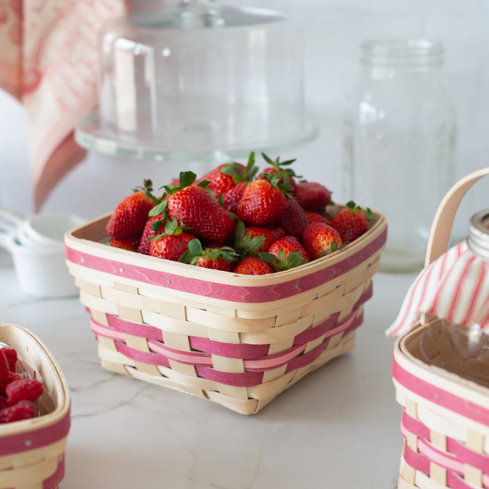 Spring Large Berry Basket with Protector - Raspberry-Basket Set-Woven Maple Basket-Longaberger