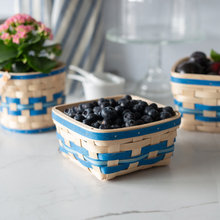 Spring Medium Berry Basket with Protector - Blueberry-Basket Set-Woven Maple Basket-Longaberger