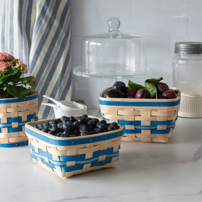 Spring Medium Berry Basket with Protector - Blueberry-Basket Set-Woven Maple Basket-Longaberger