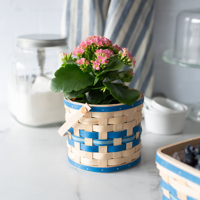 Spring Small Planter Basket with Protector - Blueberry-Basket Set-Woven Maple Basket-Longaberger