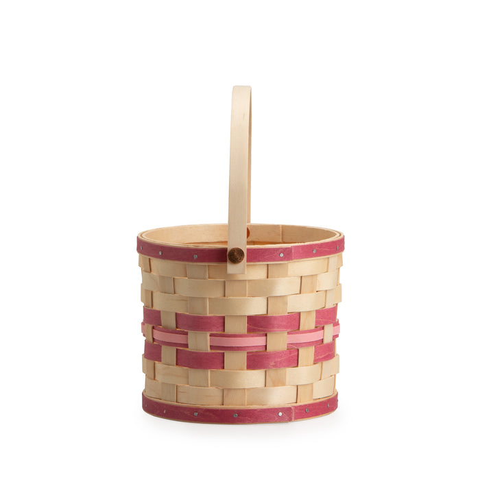 Spring Small Planter Basket with Protector - Raspberry-Basket Set-Woven Maple Basket-Longaberger