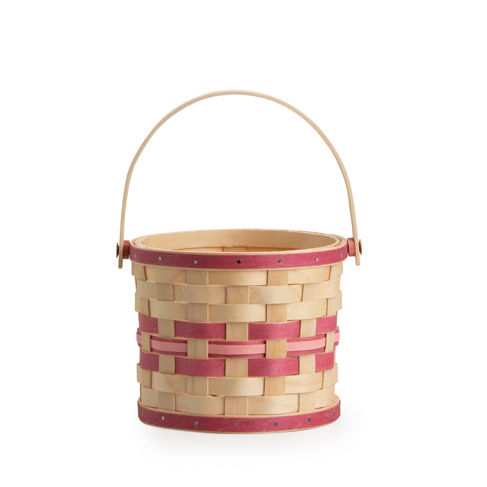 Spring Small Planter Basket with Protector - Raspberry-Basket Set-Woven Maple Basket-Longaberger