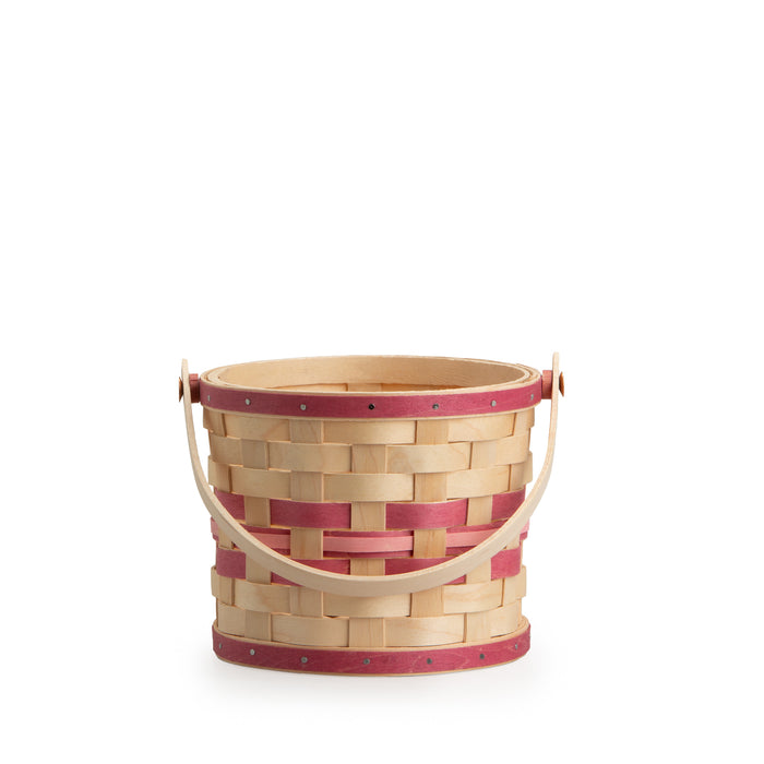 Spring Small Planter Basket with Protector - Raspberry-Basket Set-Woven Maple Basket-Longaberger