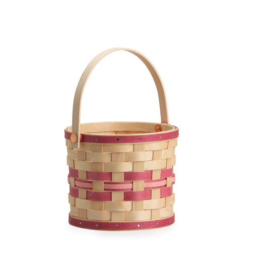 Spring Small Planter Basket with Protector - Raspberry-Basket Set-Woven Maple Basket-Longaberger
